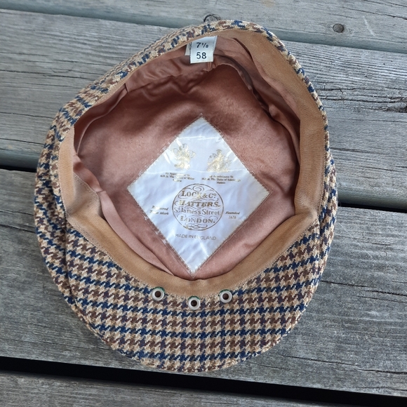 Vintage Lock & Co Hatters 100% Cashmere Gunclub Check Flat Cap Houndstooth 7 1/4 - Picture 9 of 15